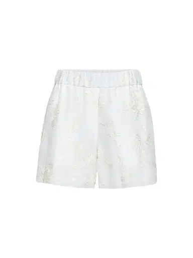 Brunello Cucinelli Women's Cotton Organza Shorts with Dazzling Broderie Anglaise - White | Thumbnail 1 Brunello Cucinelli Women's Cotton Organza Shorts with Dazzling Broderie Anglaise - White | Thumbnail 1