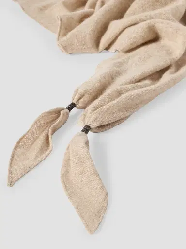 Brunello Cucinelli Women's Cashmere Scarf with Shiny Details - Beige | Thumbnail 3 Brunello Cucinelli Women's Cashmere Scarf with Shiny Details - Beige | Thumbnail 3