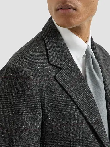 Brunello Cucinelli Men's Silk, Wool and Cashmere Prince of Wales Flannel Deconstructed Blazer - Anthracite | Thumbnail 5 Brunello Cucinelli Men's Silk, Wool and Cashmere Prince of Wales Flannel Deconstructed Blazer - Anthracite | Thumbnail 5