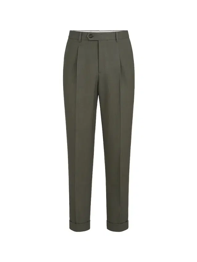 Men's Virgin Wool Canvas Trousers with Pleats - Forest Men's Virgin Wool Canvas Trousers with Pleats - Forest