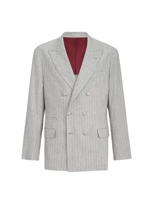 Men's Flannel One and A Half Breasted Deconstructed Blazer - Light Grey Men's Flannel One and A Half Breasted Deconstructed Blazer - Light Grey