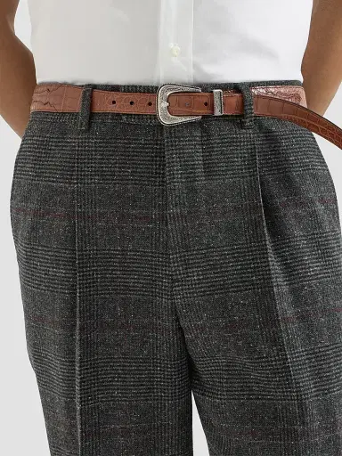 Brunello Cucinelli Men's Silk, Wool and Cashmere Prince of Wales Flannel Trousers - Anthracite | Thumbnail 6 Brunello Cucinelli Men's Silk, Wool and Cashmere Prince of Wales Flannel Trousers - Anthracite | Thumbnail 6