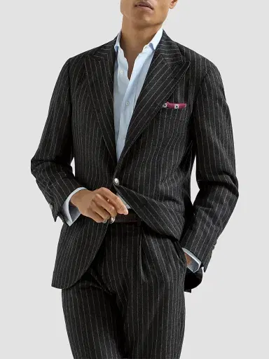 Brunello Cucinelli Men's Virgin Wool and Cashmere Flannel Deconstructed Blazer | Thumbnail 2 Brunello Cucinelli Men's Virgin Wool and Cashmere Flannel Deconstructed Blazer | Thumbnail 2