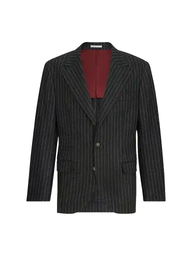 Brunello Cucinelli Men's Virgin Wool and Cashmere Flannel Deconstructed Blazer | Thumbnail 1 Brunello Cucinelli Men's Virgin Wool and Cashmere Flannel Deconstructed Blazer | Thumbnail 1