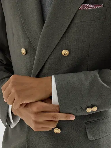 Brunello Cucinelli Men's Virgin Wool Canvas One-and-a-Half Breasted Deconstructed Blazer - Forest Green - Size 48 | Thumbnail 6 Brunello Cucinelli Men's Virgin Wool Canvas One-and-a-Half Breasted Deconstructed Blazer - Forest Green - Size 48 | Thumbnail 6