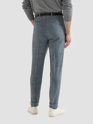 Brunello Cucinelli Men's Comfort Wool and Cashmere Prince of Wales Flannel Trousers - Cerulean | Thumbnail 4 Brunello Cucinelli Men's Comfort Wool and Cashmere Prince of Wales Flannel Trousers - Cerulean | Thumbnail 4