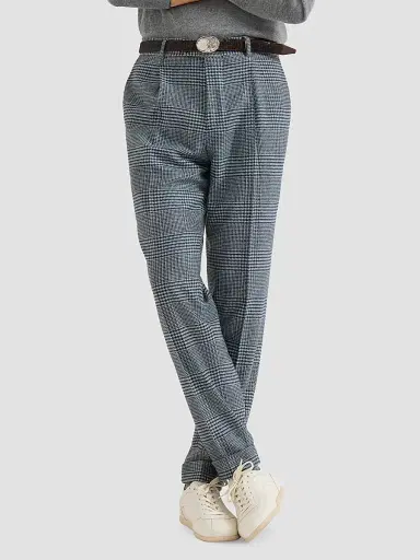 Brunello Cucinelli Men's Comfort Wool and Cashmere Prince of Wales Flannel Trousers - Cerulean | Thumbnail 5 Brunello Cucinelli Men's Comfort Wool and Cashmere Prince of Wales Flannel Trousers - Cerulean | Thumbnail 5