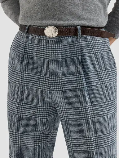 Brunello Cucinelli Men's Comfort Wool and Cashmere Prince of Wales Flannel Trousers - Cerulean | Thumbnail 6 Brunello Cucinelli Men's Comfort Wool and Cashmere Prince of Wales Flannel Trousers - Cerulean | Thumbnail 6