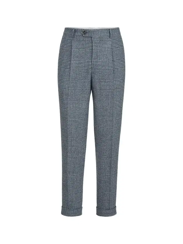Men's Comfort Wool and Cashmere Prince of Wales Flannel Trousers - Cerulean Men's Comfort Wool and Cashmere Prince of Wales Flannel Trousers - Cerulean