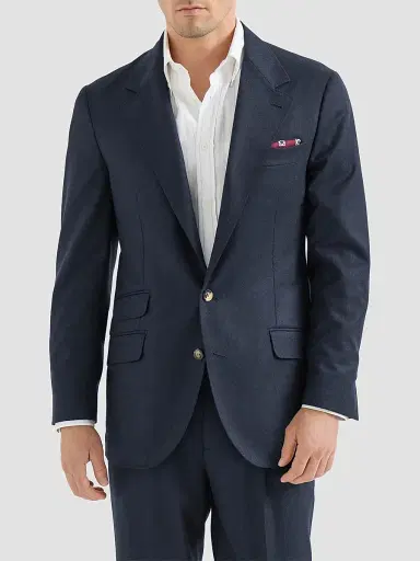 Brunello Cucinelli Men's Virgin Wool Flannel Deconstructed Cavallo Blazer - Blue | Thumbnail 2 Brunello Cucinelli Men's Virgin Wool Flannel Deconstructed Cavallo Blazer - Blue | Thumbnail 2