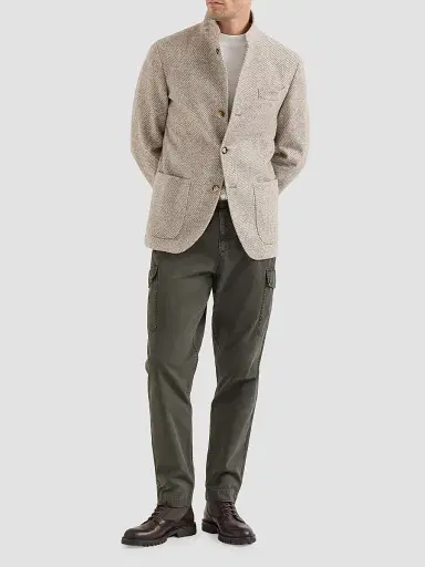 Brunello Cucinelli Men's Peached Cotton Gabardine Trousers with Cargo Pockets - Brown | Thumbnail 2 Brunello Cucinelli Men's Peached Cotton Gabardine Trousers with Cargo Pockets - Brown | Thumbnail 2