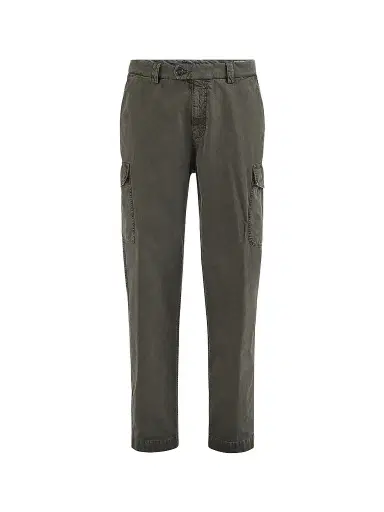 Brunello Cucinelli Men's Peached Cotton Gabardine Trousers with Cargo Pockets - Brown | Thumbnail 1 Brunello Cucinelli Men's Peached Cotton Gabardine Trousers with Cargo Pockets - Brown | Thumbnail 1
