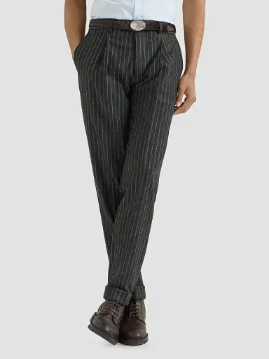 Brunello Cucinelli Men's Virgin Wool and Cashmere Chalk Stripe Flannel Trousers - Anthracite | Thumbnail 3 Brunello Cucinelli Men's Virgin Wool and Cashmere Chalk Stripe Flannel Trousers - Anthracite | Thumbnail 3