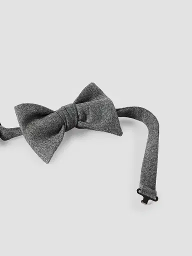Brunello Cucinelli Men's Wool, Silk and Cashmere Lightweight Flannel Bow Tie - Dark Grey | Thumbnail 2 Brunello Cucinelli Men's Wool, Silk and Cashmere Lightweight Flannel Bow Tie - Dark Grey | Thumbnail 2