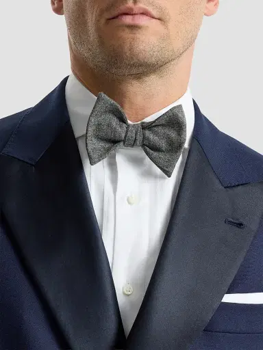 Brunello Cucinelli Men's Wool, Silk and Cashmere Lightweight Flannel Bow Tie - Dark Grey | Thumbnail 3 Brunello Cucinelli Men's Wool, Silk and Cashmere Lightweight Flannel Bow Tie - Dark Grey | Thumbnail 3