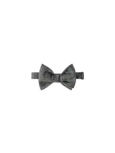 Brunello Cucinelli Men's Wool, Silk and Cashmere Lightweight Flannel Bow Tie - Dark Grey | Thumbnail 1 Brunello Cucinelli Men's Wool, Silk and Cashmere Lightweight Flannel Bow Tie - Dark Grey | Thumbnail 1