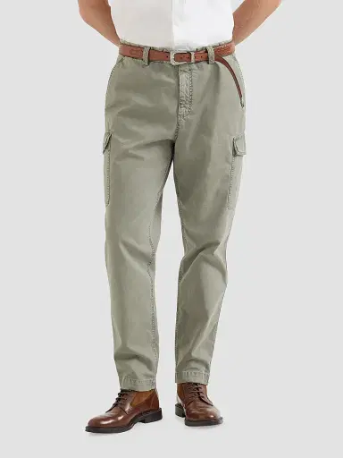 Brunello Cucinelli Men's Peached Cotton Gabardine Trousers with Cargo Pockets - Military | Thumbnail 3 Brunello Cucinelli Men's Peached Cotton Gabardine Trousers with Cargo Pockets - Military | Thumbnail 3