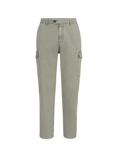 Brunello Cucinelli Men's Peached Cotton Gabardine Trousers with Cargo Pockets - Military | Thumbnail 1 Brunello Cucinelli Men's Peached Cotton Gabardine Trousers with Cargo Pockets - Military | Thumbnail 1