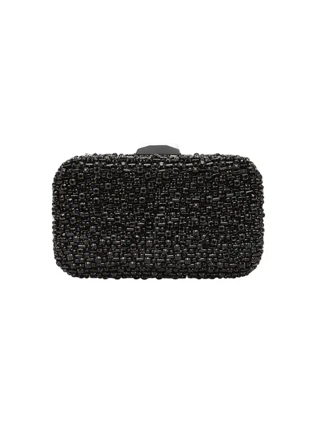 Women's Embellished Satin Clutch - Black Women's Embellished Satin Clutch - Black