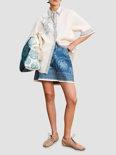 ALÉMAIS Women's Lucky Printed Linen Mini Skirt | Thumbnail 2 ALÉMAIS Women's Lucky Printed Linen Mini Skirt | Thumbnail 2
