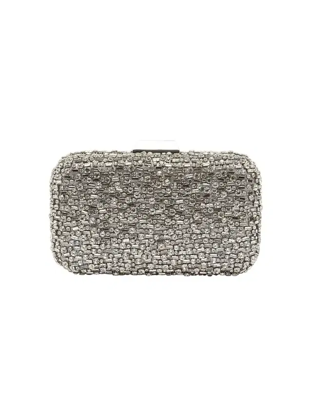 Women's Embellished Satin Clutch - Silver Women's Embellished Satin Clutch - Silver