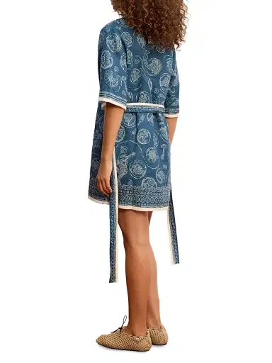ALÉMAIS Women's Lucky Printed Linen Mini Dress - Blue | Thumbnail 5 ALÉMAIS Women's Lucky Printed Linen Mini Dress - Blue | Thumbnail 5