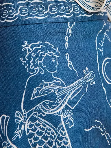 ALÉMAIS Women's Lucky Printed Linen Mini Dress - Blue | Thumbnail 7 ALÉMAIS Women's Lucky Printed Linen Mini Dress - Blue | Thumbnail 7