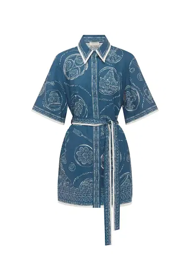 ALÉMAIS Women's Lucky Printed Linen Mini Dress - Blue | Thumbnail 1 ALÉMAIS Women's Lucky Printed Linen Mini Dress - Blue | Thumbnail 1