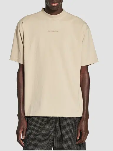 Balenciaga Men's Medium Fit T-Shirt - Beige | Thumbnail 3 Balenciaga Men's Medium Fit T-Shirt - Beige | Thumbnail 3