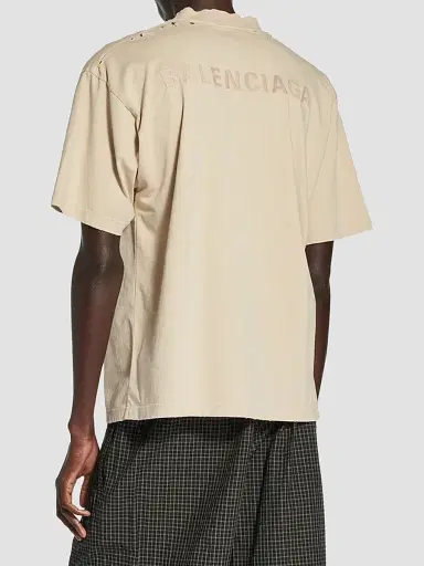 Balenciaga Men's Medium Fit T-Shirt - Beige | Thumbnail 4 Balenciaga Men's Medium Fit T-Shirt - Beige | Thumbnail 4