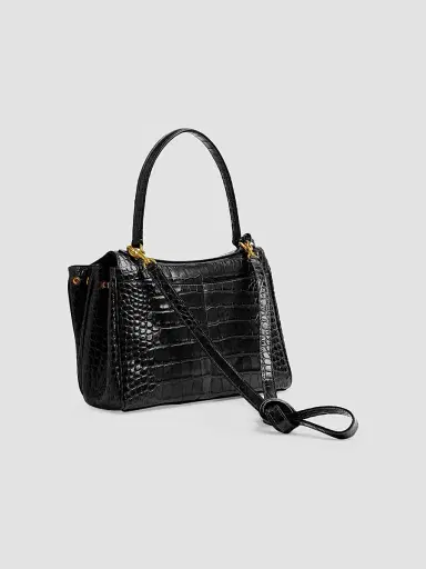 Balenciaga Women's Rodeo Crocodile Embossed Shoulder Bag - Black | Thumbnail 3 Balenciaga Women's Rodeo Crocodile Embossed Shoulder Bag - Black | Thumbnail 3