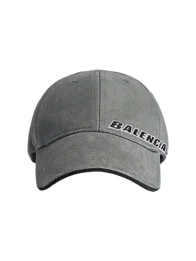 Balenciaga Men's Tilted Typo Cap - Dark Heather Grey | Thumbnail 1 Balenciaga Men's Tilted Typo Cap - Dark Heather Grey | Thumbnail 1