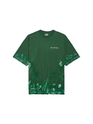 Balenciaga Men's Painter's Shirt Medium Fit T-Shirt - Bottle Green | Thumbnail 1 Balenciaga Men's Painter's Shirt Medium Fit T-Shirt - Bottle Green | Thumbnail 1
