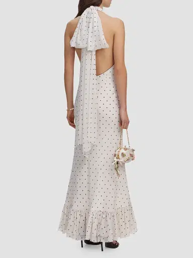 Self-Portrait Women's Polka Dot Halterneck High-Low Maxi Dress - White | Thumbnail 3 Self-Portrait Women's Polka Dot Halterneck High-Low Maxi Dress - White | Thumbnail 3