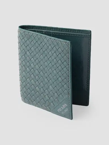Prada Men's Leather Wallet - Cyan Blue | Thumbnail 4 Prada Men's Leather Wallet - Cyan Blue | Thumbnail 4
