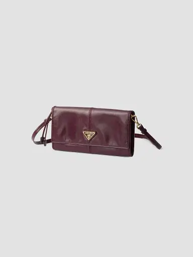 Prada Women's Leather Wallet with Shoulder Strap - Dark Red | Thumbnail 2 Prada Women's Leather Wallet with Shoulder Strap - Dark Red | Thumbnail 2