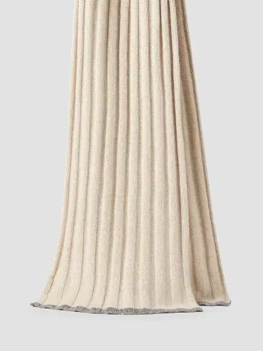 Brunello Cucinelli Men's Cashmere Rib Knit Scarf - Sand | Thumbnail 2 Brunello Cucinelli Men's Cashmere Rib Knit Scarf - Sand | Thumbnail 2
