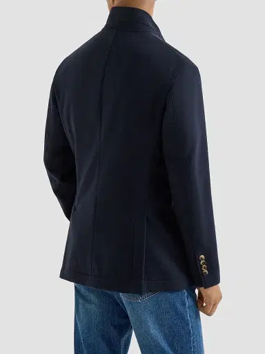 Brunello Cucinelli Men's Lightweight Water-Resistant Cashmere Outerwear Blazer - Navy Blue | Thumbnail 4 Brunello Cucinelli Men's Lightweight Water-Resistant Cashmere Outerwear Blazer - Navy Blue | Thumbnail 4