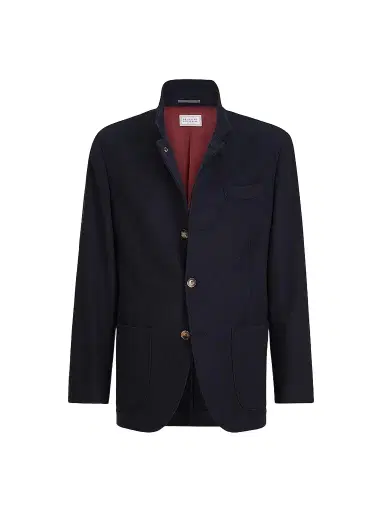 Brunello Cucinelli Men's Lightweight Water-Resistant Cashmere Outerwear Blazer - Navy Blue | Thumbnail 1 Brunello Cucinelli Men's Lightweight Water-Resistant Cashmere Outerwear Blazer - Navy Blue | Thumbnail 1