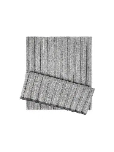 Brunello Cucinelli Men's Cashmere Rib Knit Scarf - Light Grey | Thumbnail 1 Brunello Cucinelli Men's Cashmere Rib Knit Scarf - Light Grey | Thumbnail 1