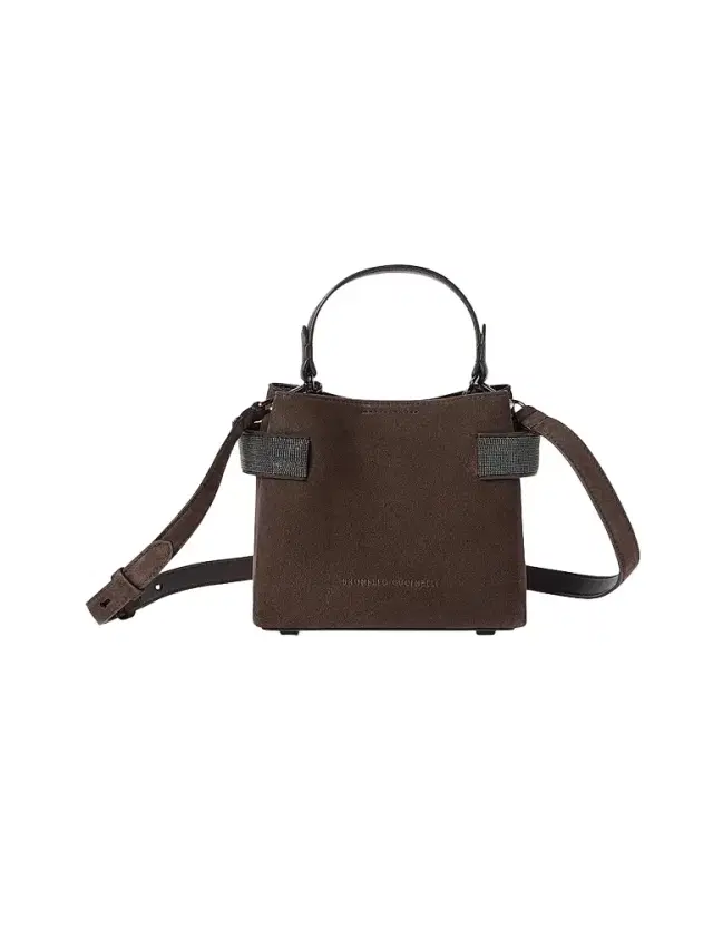 Women's Essence Top Handle Bag in Suede with Precious Bands - Pine Cone Brown Women's Essence Top Handle Bag in Suede with Precious Bands - Pine Cone Brown