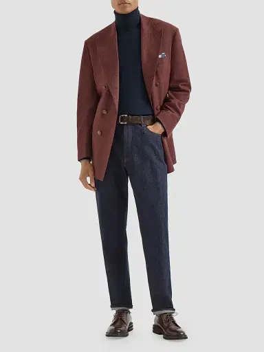 Brunello Cucinelli Men's Cashmere Turtleneck Sweater - Navy Blue | Thumbnail 2 Brunello Cucinelli Men's Cashmere Turtleneck Sweater - Navy Blue | Thumbnail 2