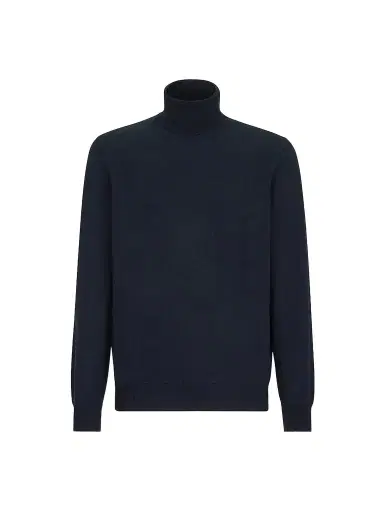 Brunello Cucinelli Men's Cashmere Turtleneck Sweater - Navy Blue | Thumbnail 1 Brunello Cucinelli Men's Cashmere Turtleneck Sweater - Navy Blue | Thumbnail 1