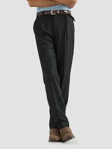 Brunello Cucinelli Men's Virgin Wool Mouliné Twill Trousers with Pleats - Anthracite | Thumbnail 5 Brunello Cucinelli Men's Virgin Wool Mouliné Twill Trousers with Pleats - Anthracite | Thumbnail 5