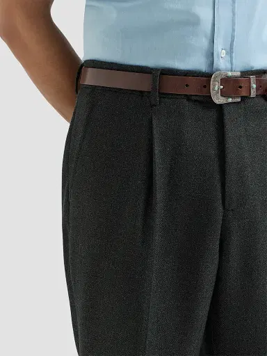 Brunello Cucinelli Men's Virgin Wool Mouliné Twill Trousers with Pleats - Anthracite | Thumbnail 6 Brunello Cucinelli Men's Virgin Wool Mouliné Twill Trousers with Pleats - Anthracite | Thumbnail 6