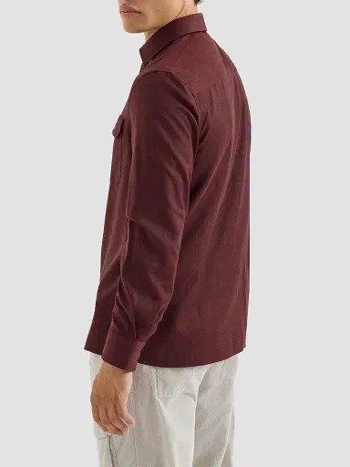 Brunello Cucinelli Men's Virgin Wool Flannel Overshirt with Spread Collar - Lava | Thumbnail 4 Brunello Cucinelli Men's Virgin Wool Flannel Overshirt with Spread Collar - Lava | Thumbnail 4