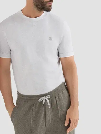 Brunello Cucinelli Men's Cotton Jersey Crew-Neck T-Shirt - Pearl Grey - Size Small | Thumbnail 6 Brunello Cucinelli Men's Cotton Jersey Crew-Neck T-Shirt - Pearl Grey - Size Small | Thumbnail 6