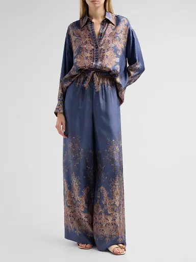 Zimmermann Women's Valiant Paisley Silk Relaxed Shirt - Navy Paisley | Thumbnail 2 Zimmermann Women's Valiant Paisley Silk Relaxed Shirt - Navy Paisley | Thumbnail 2