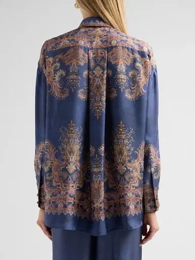 Zimmermann Women's Valiant Paisley Silk Relaxed Shirt - Navy Paisley | Thumbnail 3 Zimmermann Women's Valiant Paisley Silk Relaxed Shirt - Navy Paisley | Thumbnail 3
