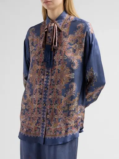 Zimmermann Women's Valiant Paisley Silk Relaxed Shirt - Navy Paisley | Thumbnail 4 Zimmermann Women's Valiant Paisley Silk Relaxed Shirt - Navy Paisley | Thumbnail 4
